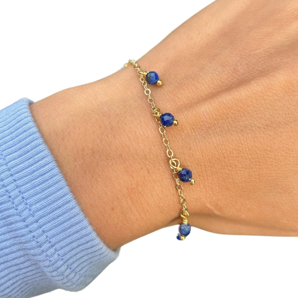 Edelsteen armband lapiz lazuli goldplated