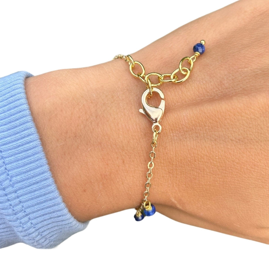 Edelsteen armband lapiz lazuli goldplated