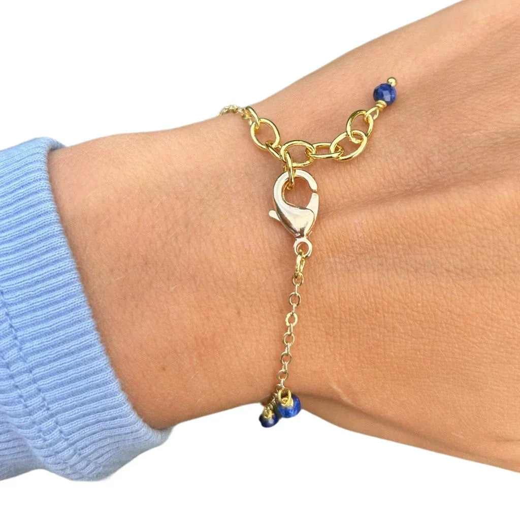 Edelsteen armband lapiz lazuli goldplated