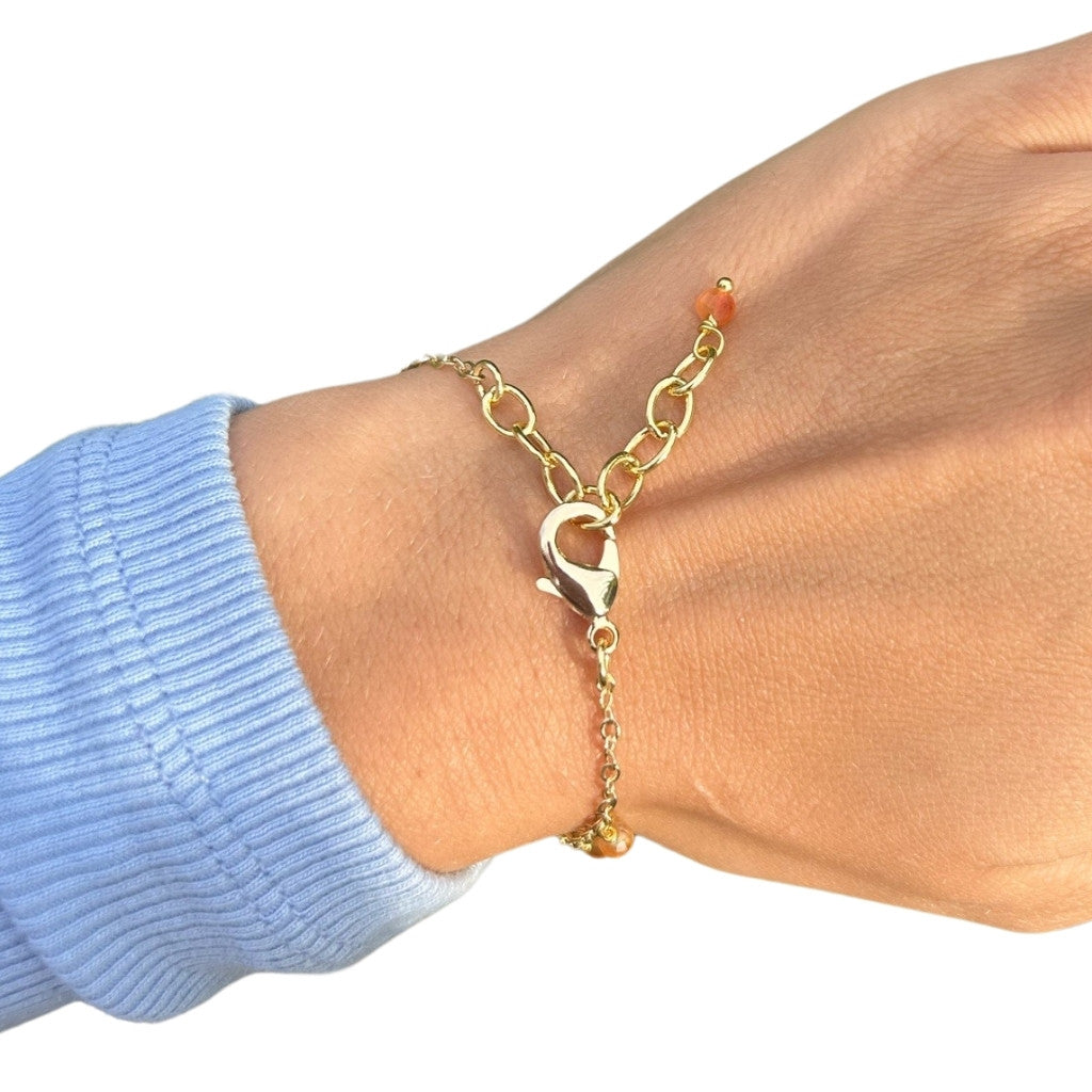 Edelsteen armband carneool goldplated