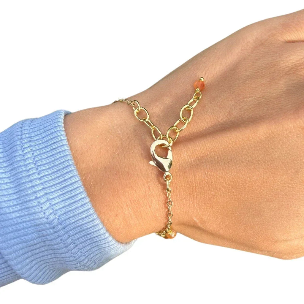 Edelsteen armband carneool goldplated