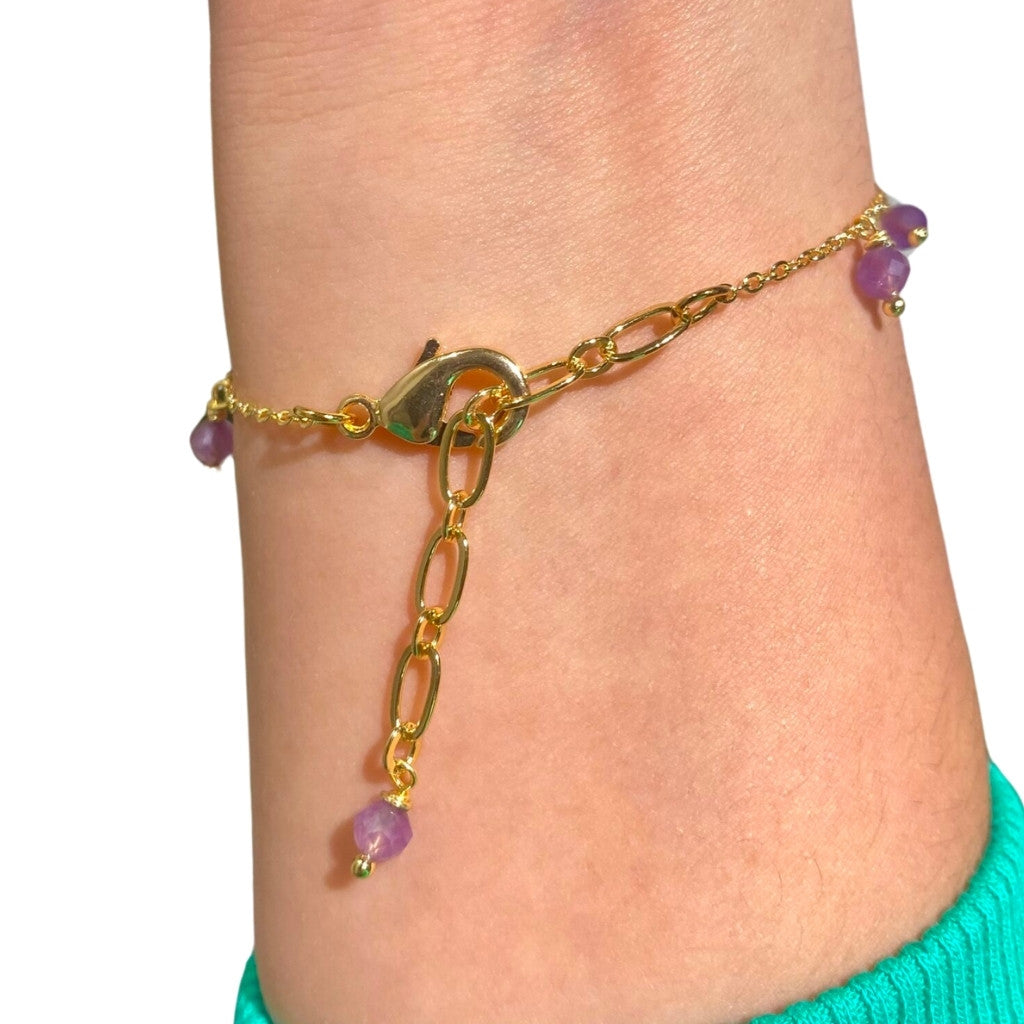 Edelsteen armband amethist goldplated