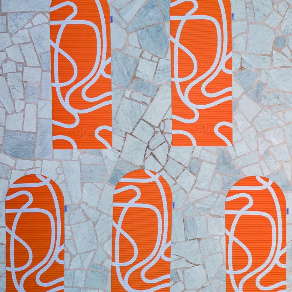 Exercise mat Archy 8 mm - Hercule Studio - bari print orange pop - The Mindfulshop