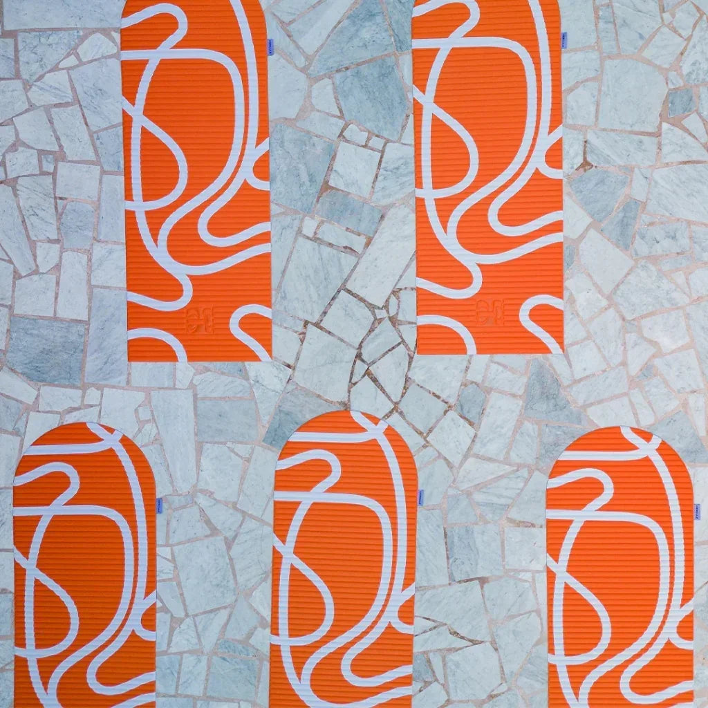 Exercise mat Archy 8 mm - Hercule Studio - bari print orange pop - The Mindfulshop