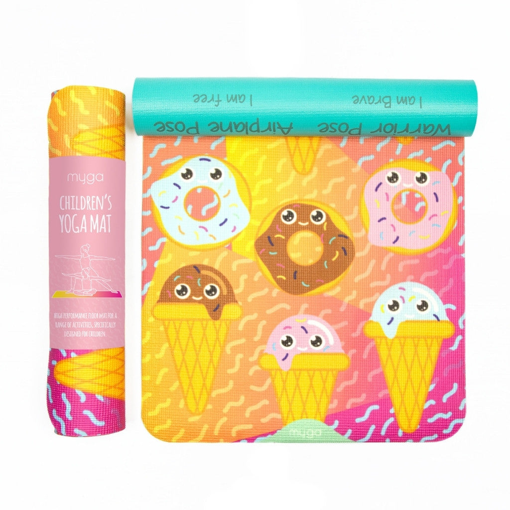 Yogamat voor kinderen dubbelzijdig 6mm - Myga - sweet tooth