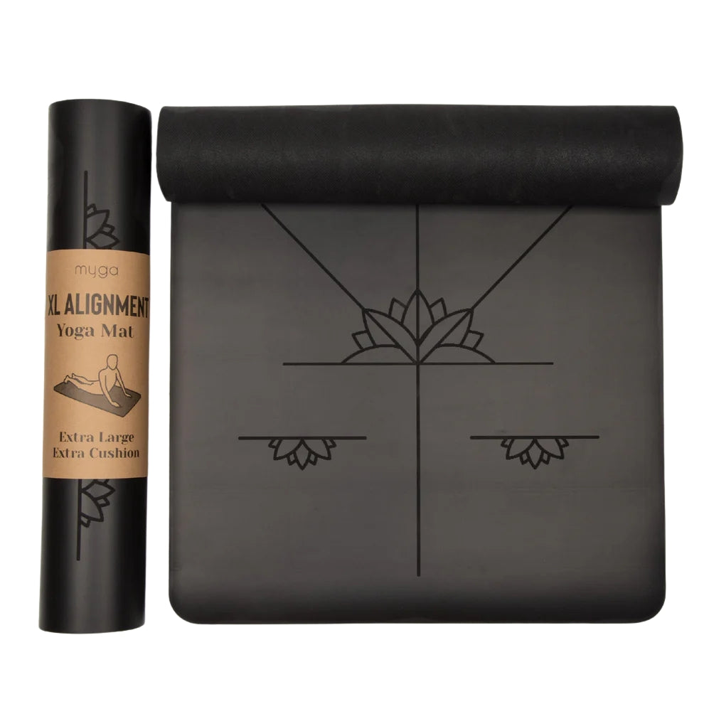 Yogamat alignment extra groot 6mm - Myga - zwart