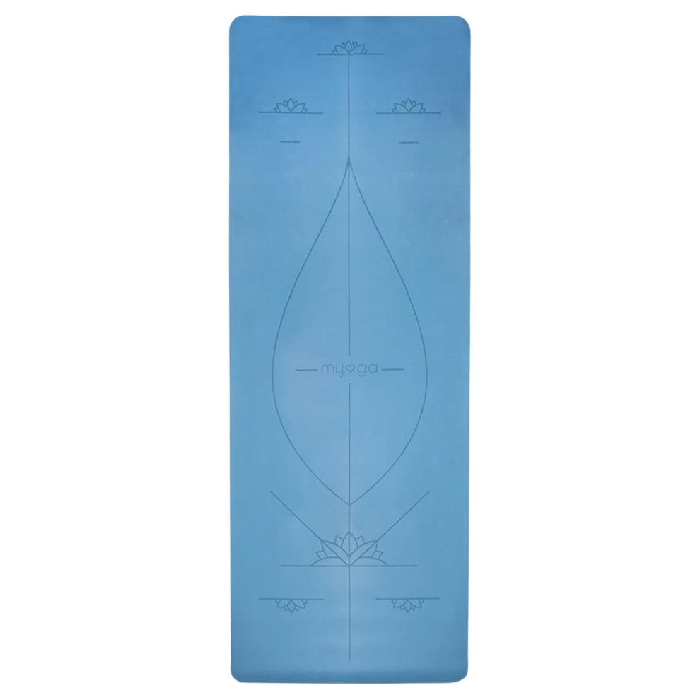 Yogamat alignment extra groot 6mm - Myga - blauw