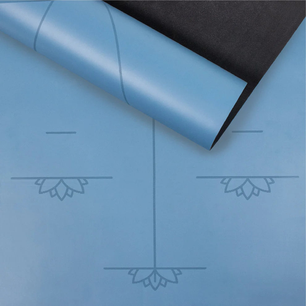 Yogamat alignment extra groot 6 mm - Myga - blauw