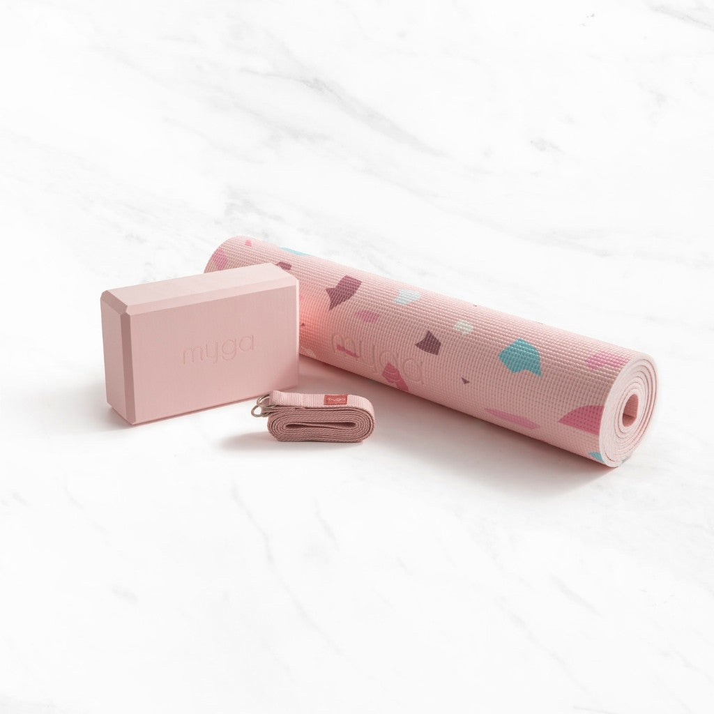Yoga starterskit terrazzo - Myga - dusty pink