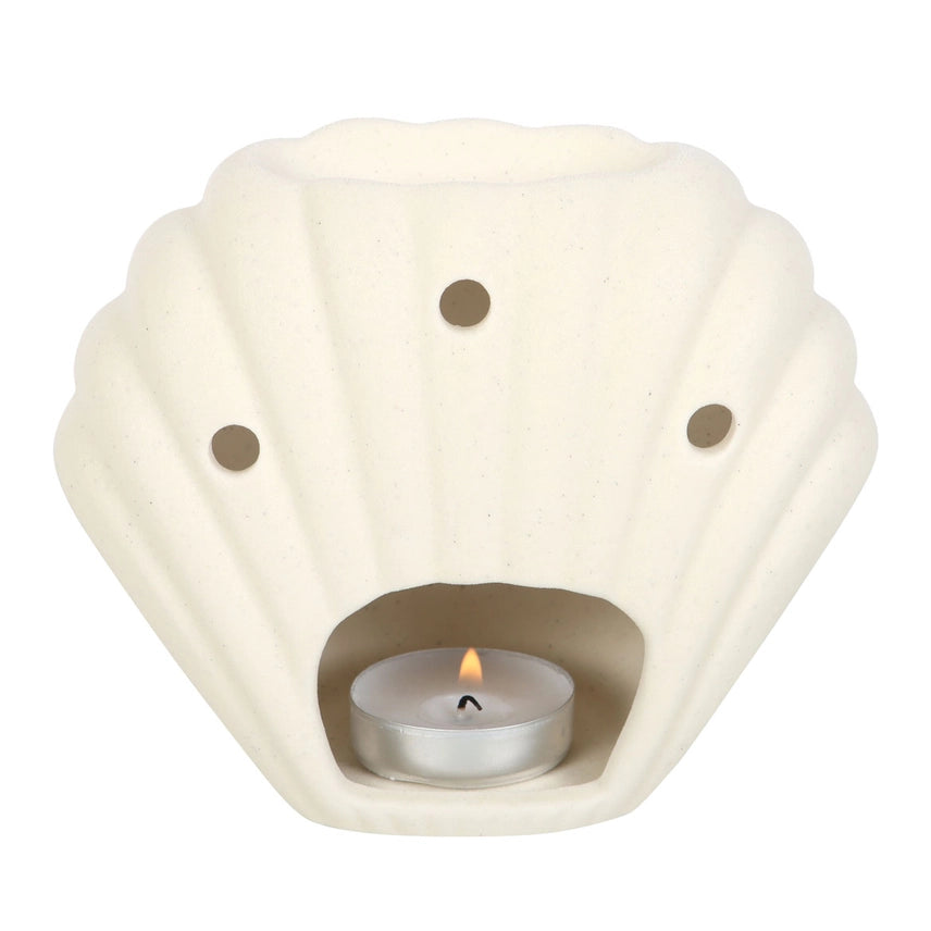Oliebrander en wasverwarmer zeeschelp - wit