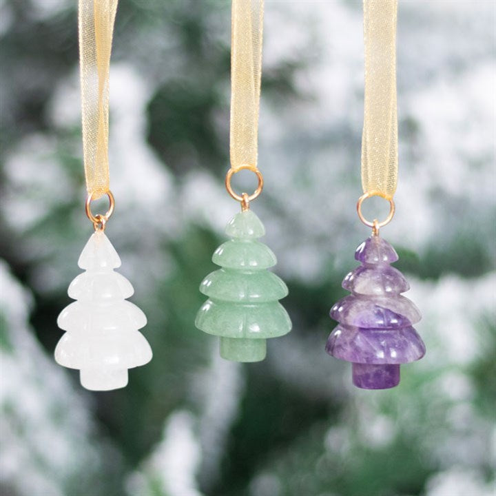 Edelstenen kerstboom hangers - set van 3