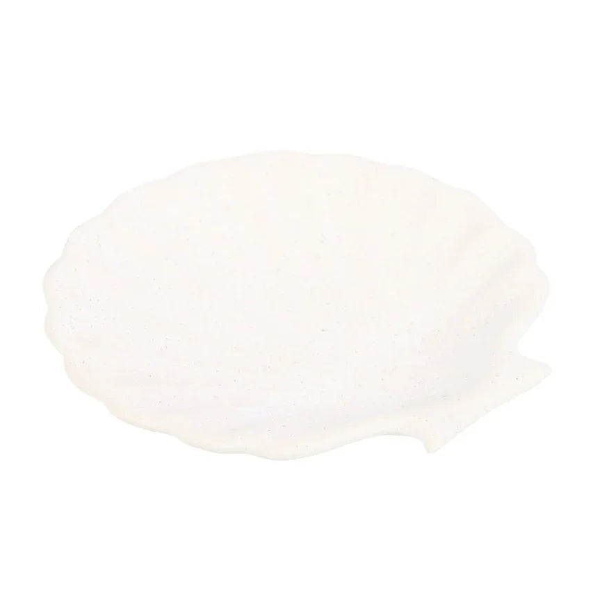 Witte keramische schelp schaal, decoratief woonaccessoire voor zen interieur