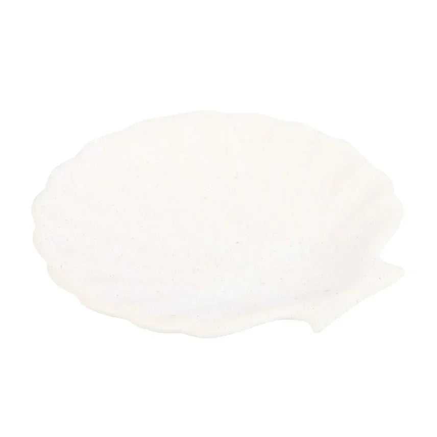 Witte keramische schelp schaal, decoratief woonaccessoire voor zen interieur