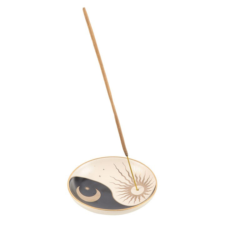 Wierookhouder yin yang met zon en maan - zwart / wit