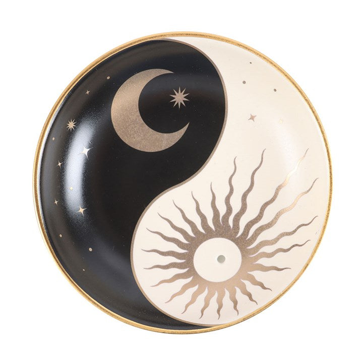 Wierookhouder yin yang met zon en maan - zwart / wit