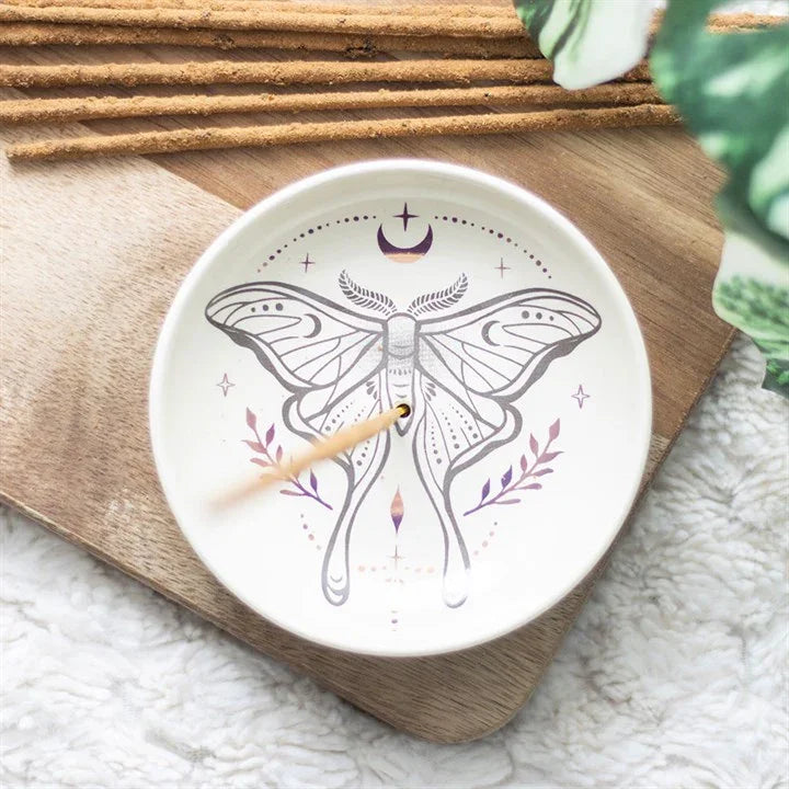 Wierookhouder Luna Mot - wit - The Mindfulshop