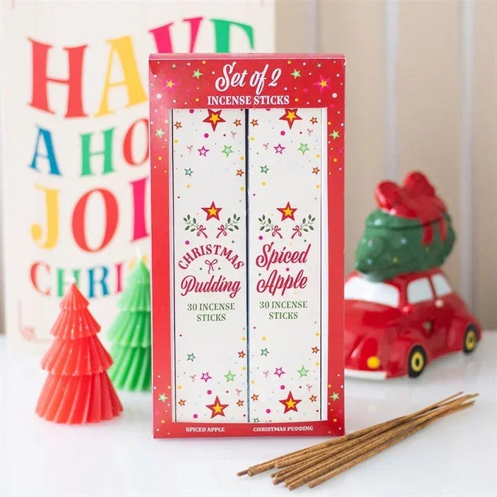 Wierook set kerst - spiced apple en christmas pudding - set van 2 - The Mindfulshop