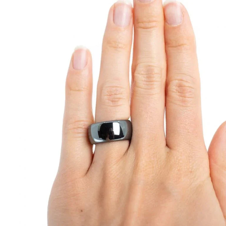Edelsteen ring hematiet 10 mm - Mindfulshop - zwart