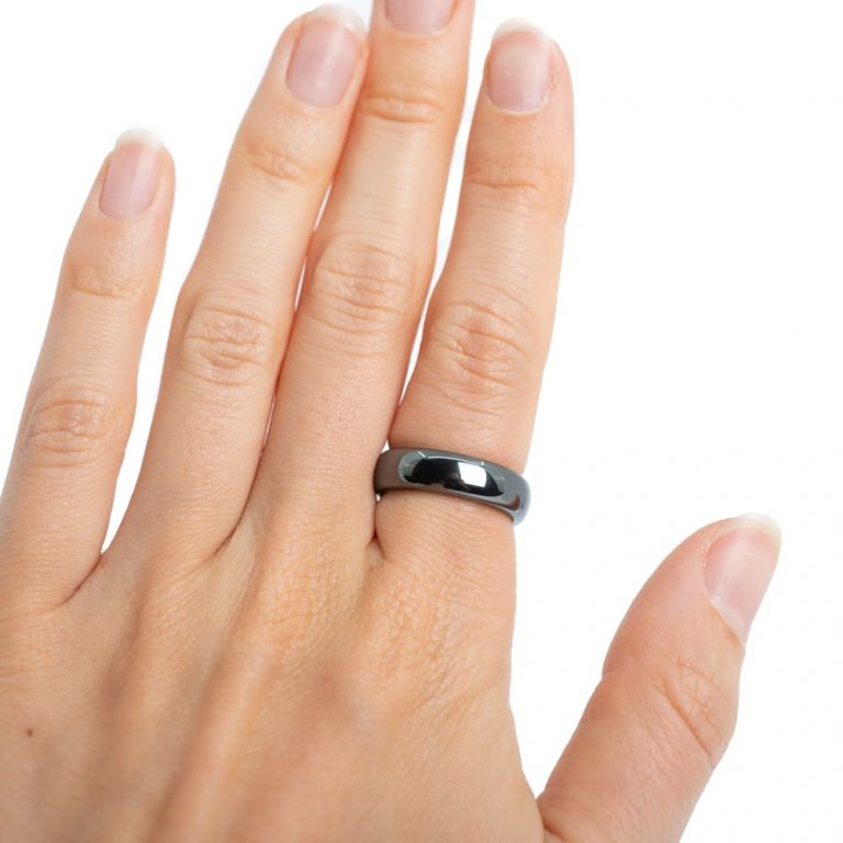 Edelsteen ring hematiet 6 mm - Mindfulshop - zwart