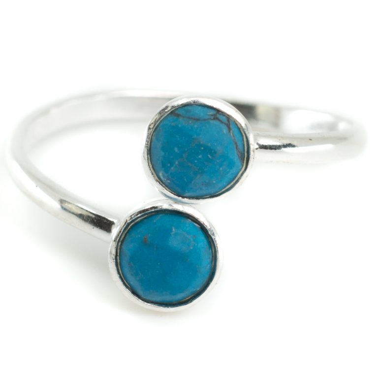 Geboortesteen ring turkoois december verstelbaar - Mindfulshop - zilver
