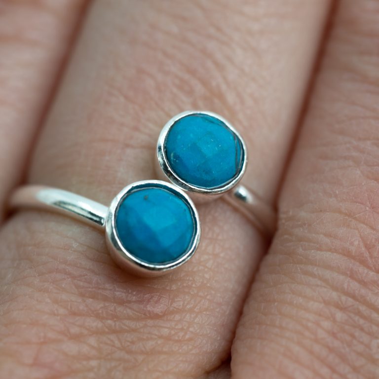 Geboortesteen ring turkoois december verstelbaar - Mindfulshop - zilver