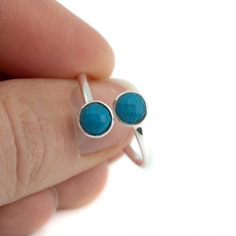 Geboortesteen ring turkoois december verstelbaar - Mindfulshop - zilver