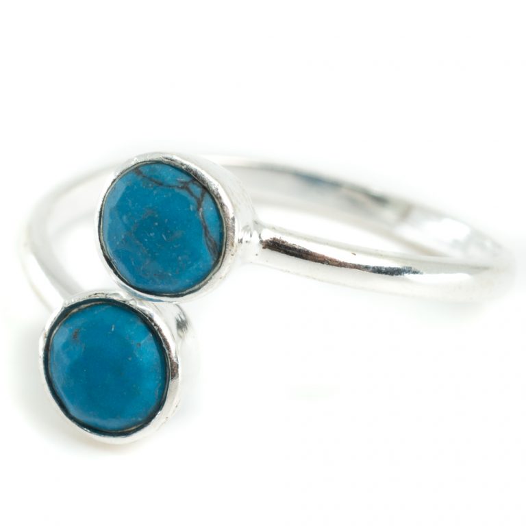 Geboortesteen ring turkoois december verstelbaar - Mindfulshop - zilver
