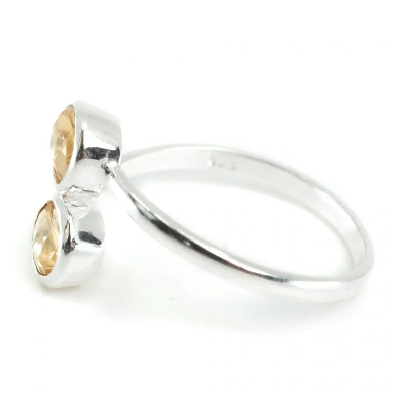 Geboortesteen ring citrien november verstelbaar - Mindfulshop - zilver