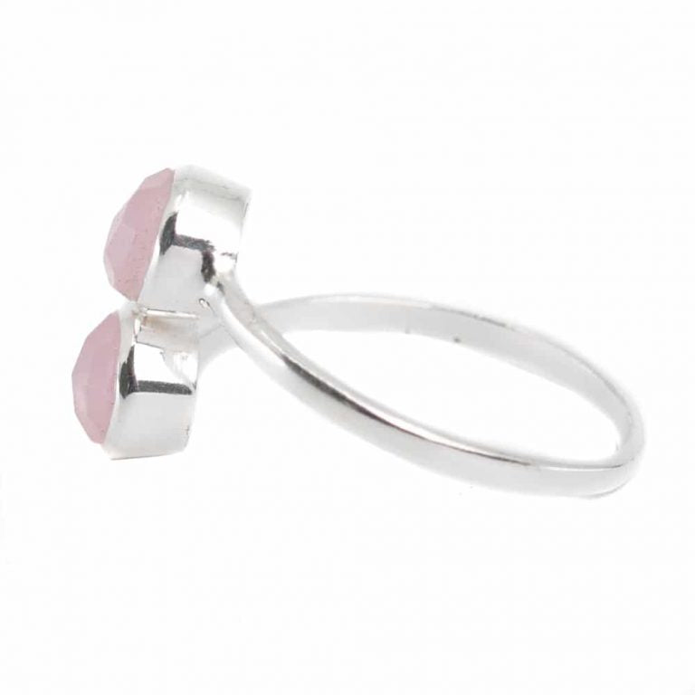 Geboortesteen ring rozenkwarts oktober verstelbaar - Mindfulshop - zilver