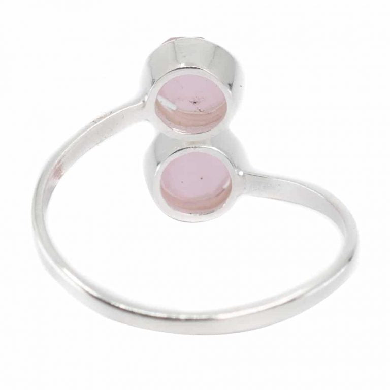 Geboortesteen ring rozenkwarts oktober verstelbaar - Mindfulshop - zilver
