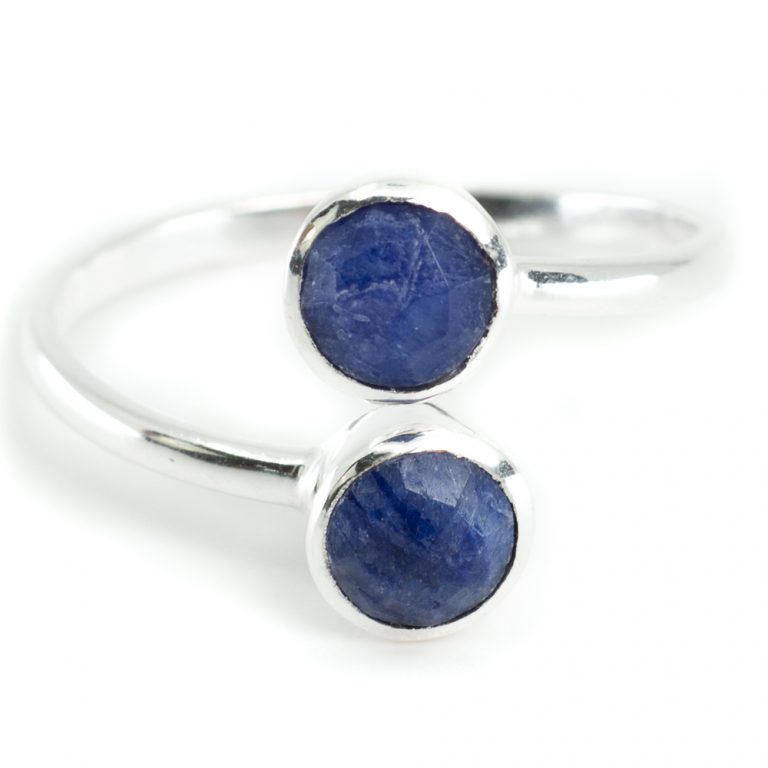 Geboortesteen ring saffier september verstelbaar - Mindfulshop - zilver