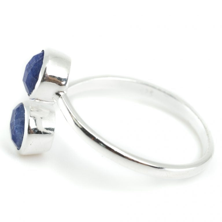 Geboortesteen ring saffier september verstelbaar - Mindfulshop - zilver