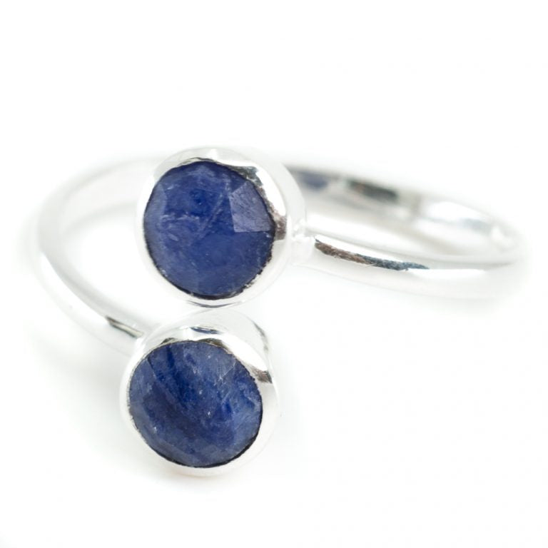 Geboortesteen ring saffier september verstelbaar - Mindfulshop - zilver