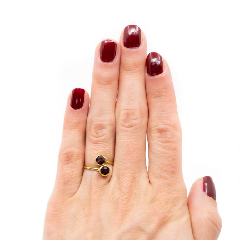 Geboortesteen ring granaat januari verstelbaar - Mindfulshop - goud