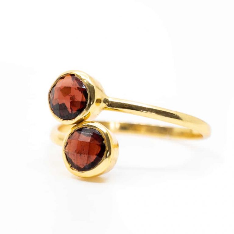 Geboortesteen ring granaat januari verstelbaar - Mindfulshop - goud