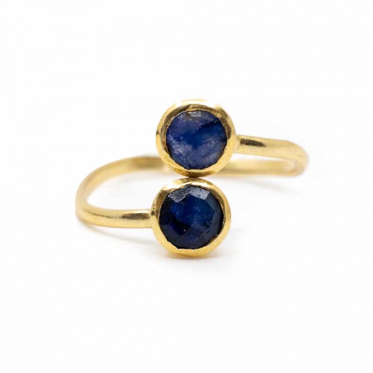 Geboortesteen ring saffier september verstelbaar - Mindfulshop - goud
