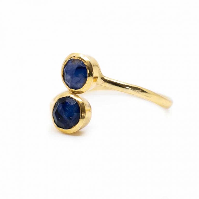 Geboortesteen ring saffier september verstelbaar - Mindfulshop - goud
