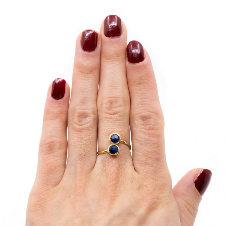Geboortesteen ring saffier september verstelbaar - Mindfulshop - goud