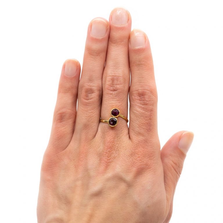 Geboortesteen ring robijn juli verstelbaar - Mindfulshop - goud
