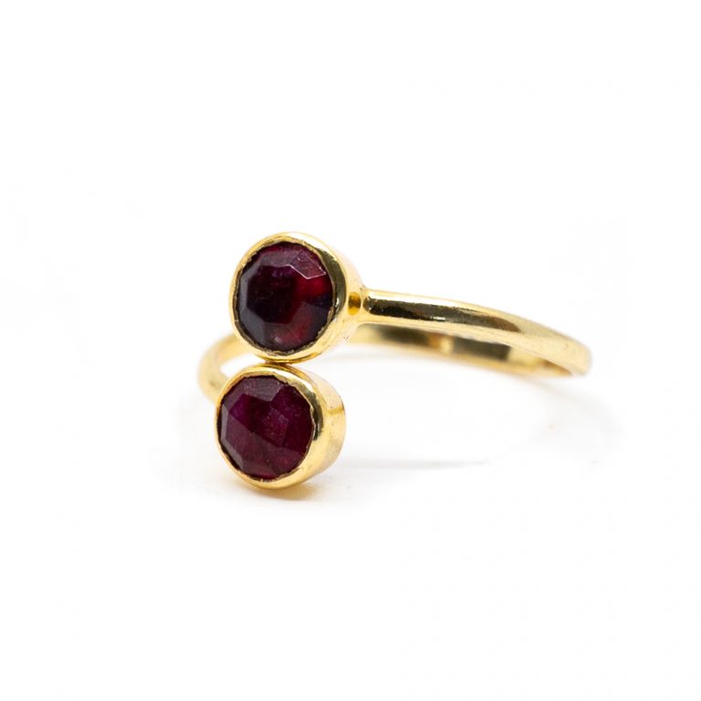 Geboortesteen ring robijn juli verstelbaar - Mindfulshop - goud