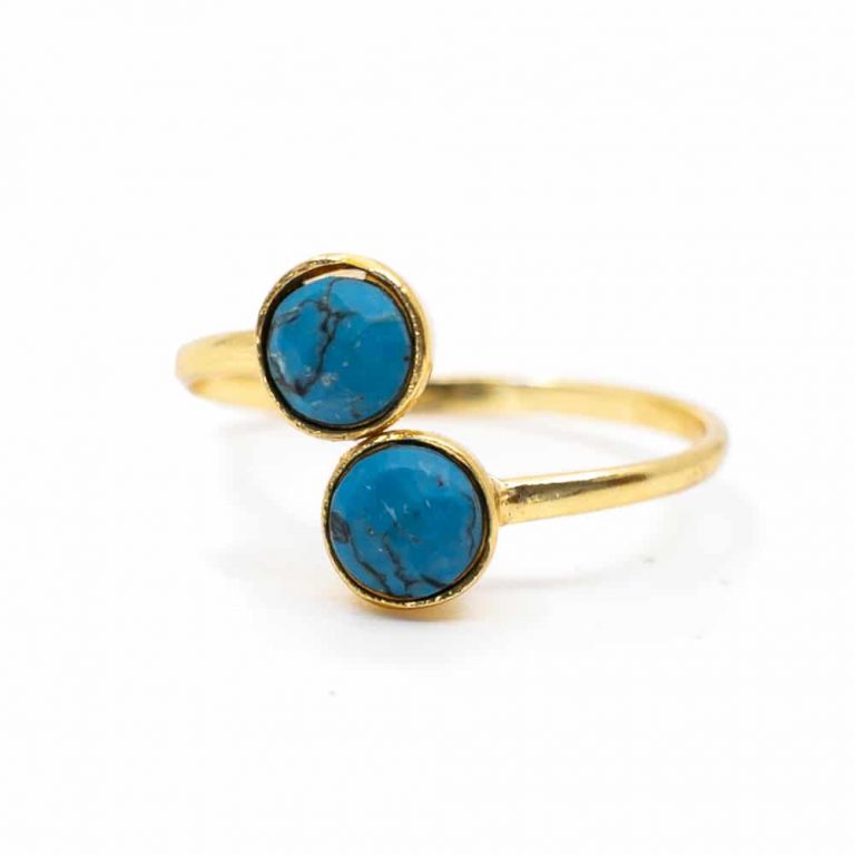 Geboortesteen ring turkoois december verstelbaar - Mindfulshop - goud