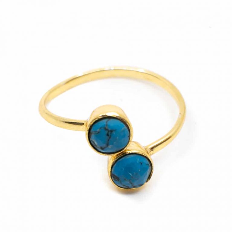Geboortesteen ring turkoois december verstelbaar - Mindfulshop - goud