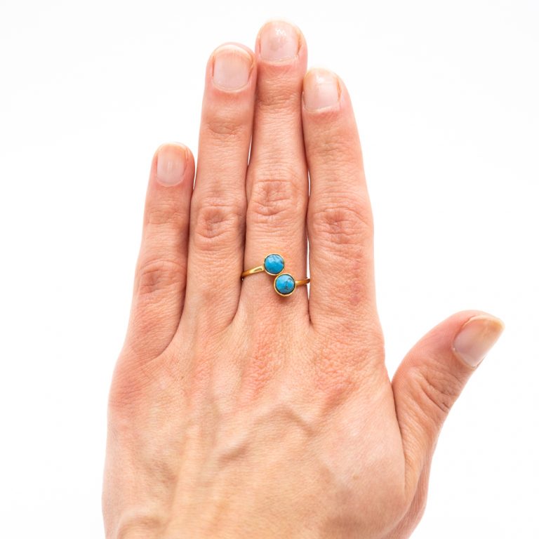 Geboortesteen ring turkoois december verstelbaar - Mindfulshop - goud