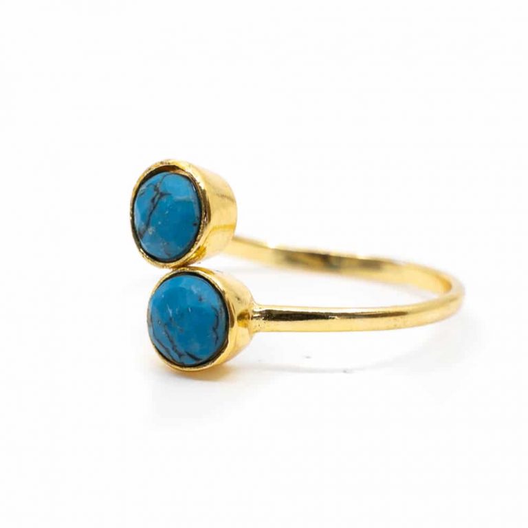 Geboortesteen ring turkoois december verstelbaar - Mindfulshop - goud