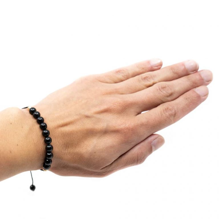Edelsteen armband zwarte toermalijn verstelbaar - Mindfulshop - zwart