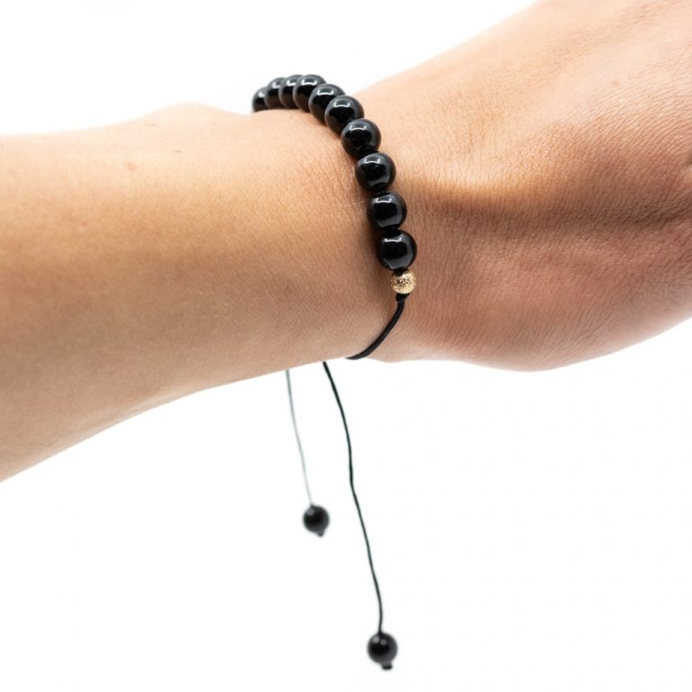 Edelsteen armband zwarte toermalijn verstelbaar - Mindfulshop - zwart