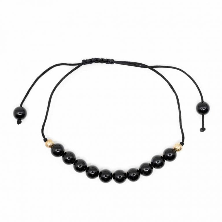 Edelsteen armband zwarte toermalijn verstelbaar - Mindfulshop - zwart
