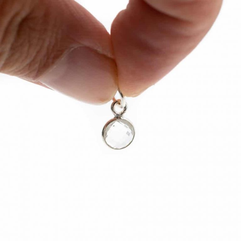Edelsteen hanger voor ketting geboortesteen april bergkristal - Mindfulshop - zilver