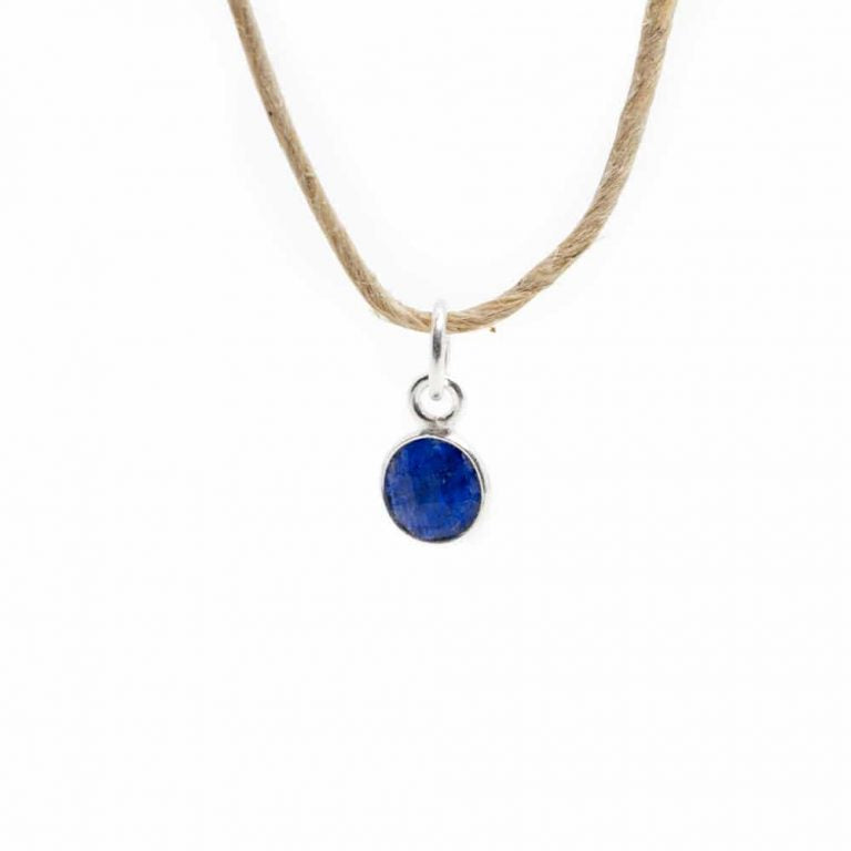 Edelsteen hanger voor ketting geboortesteen september saffier - Mindfulshop - zilver