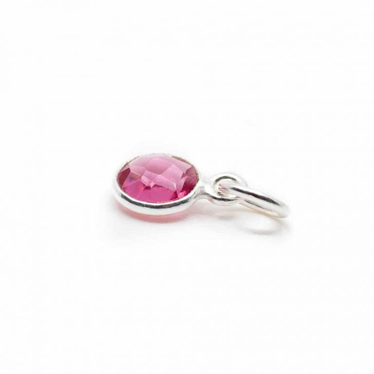 Edelsteen hanger voor ketting geboortesteen oktober roze toermalijn - Mindfulshop - zilver
